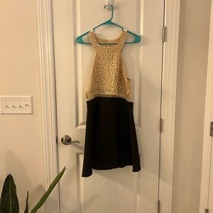 Black and Gold Sparkling Semi/Formal Cocktail Dress